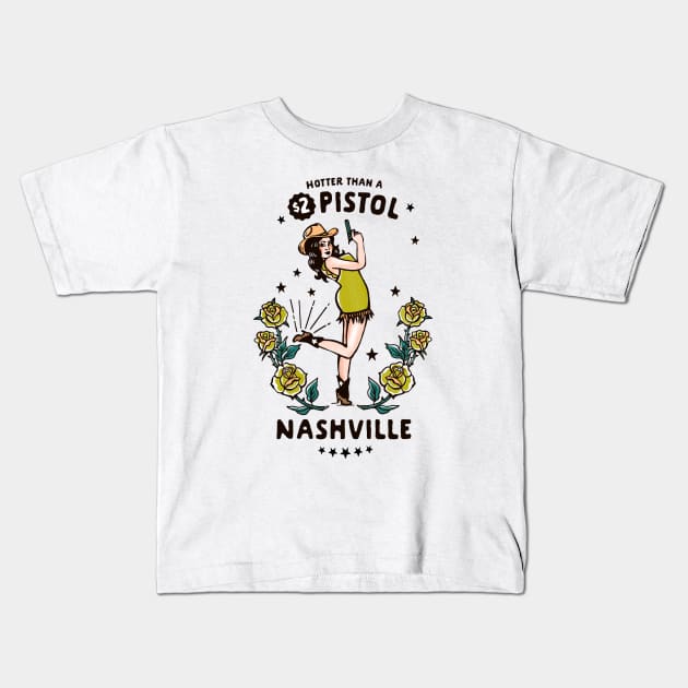 Funny Vintage Nashville, Tennessee Country Cowgirl Kids T-Shirt by The Whiskey Ginger